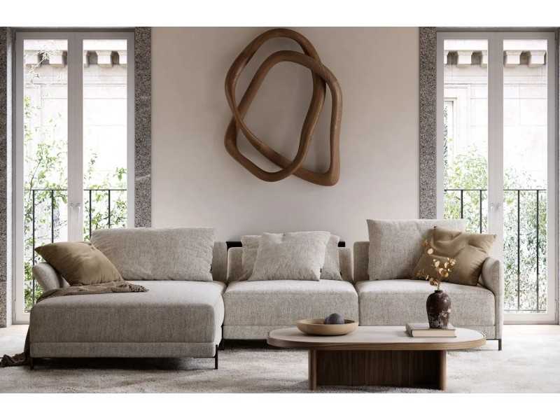 Designer sofa with chaise longue and stainless steel legs - UGO