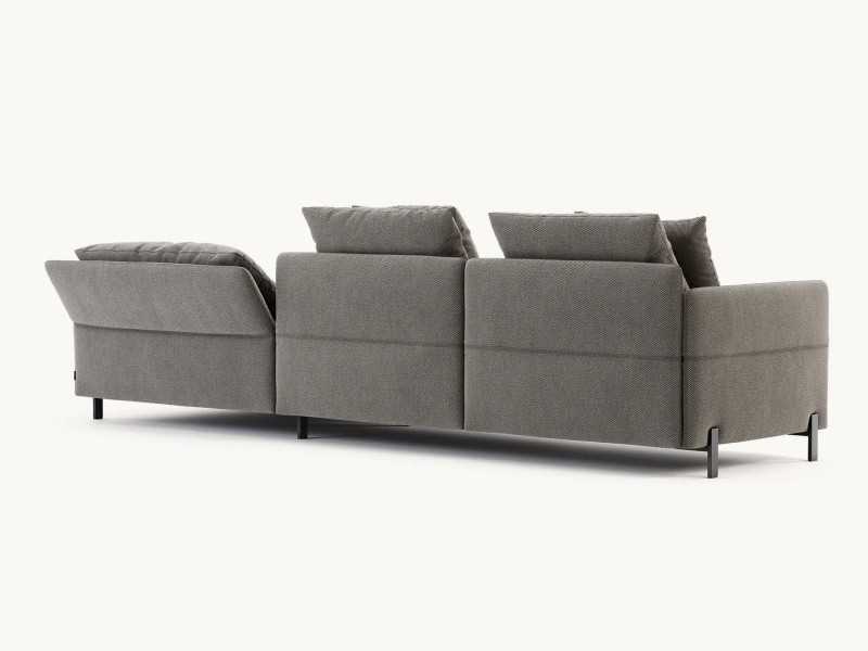 Designer sofa with chaise longue and stainless steel legs - UGO