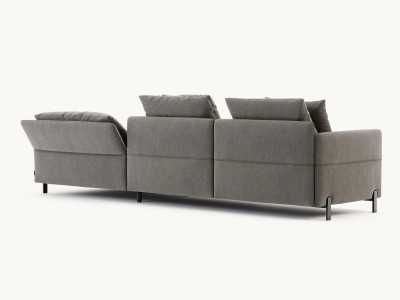 Designer sofa with chaise longue and stainless steel legs - UGO