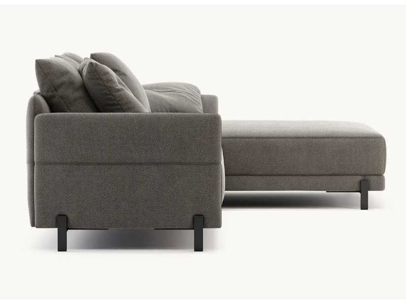 Designer sofa with chaise longue and stainless steel legs - UGO