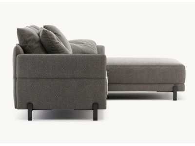 Designer sofa with chaise longue and stainless steel legs - UGO