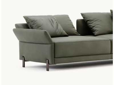 Designer sofa with chaise longue and stainless steel legs - UGO