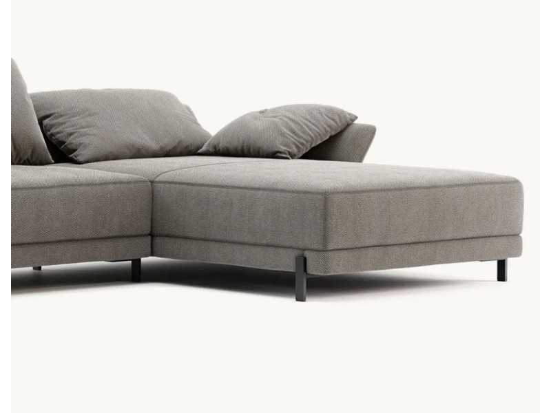 Designer sofa with chaise longue and stainless steel legs - UGO