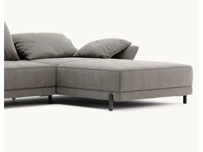 Designer sofa with chaise longue and stainless steel legs - UGO