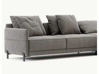 Designer sofa with chaise longue and stainless steel legs - UGO