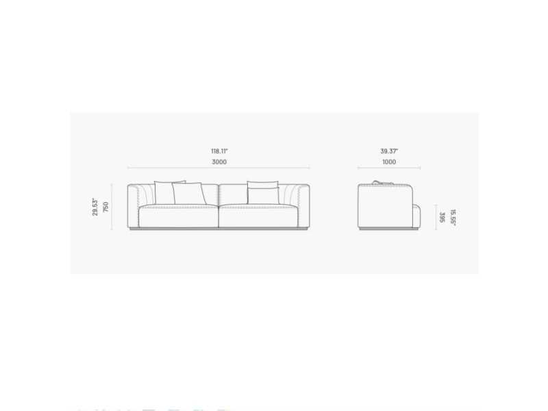 Sofá de diseño con base en madera - MAURA