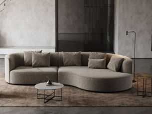 Designer sofa with chaise longue and wooden base - MAURA 2