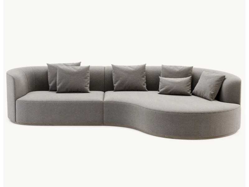 Sofá de diseño con chaise longue y base en madera - MAURA