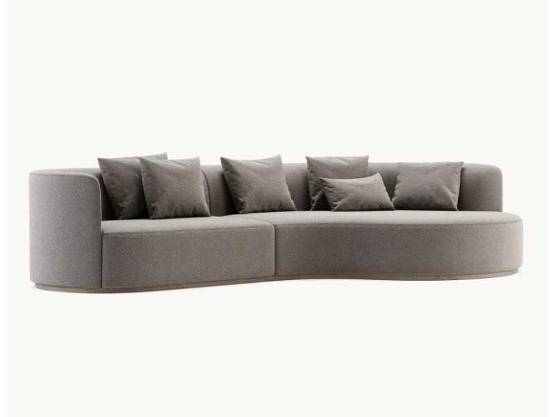 Designer sofa with chaise longue and wooden base - MAURA