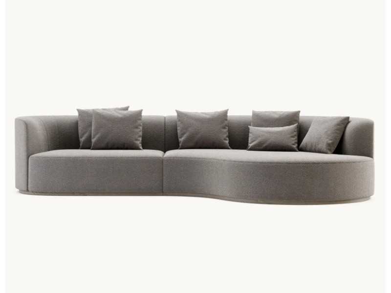 Designer sofa with chaise longue and wooden base - MAURA