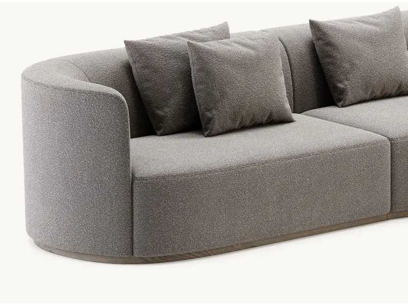 Designer sofa with chaise longue and wooden base - MAURA