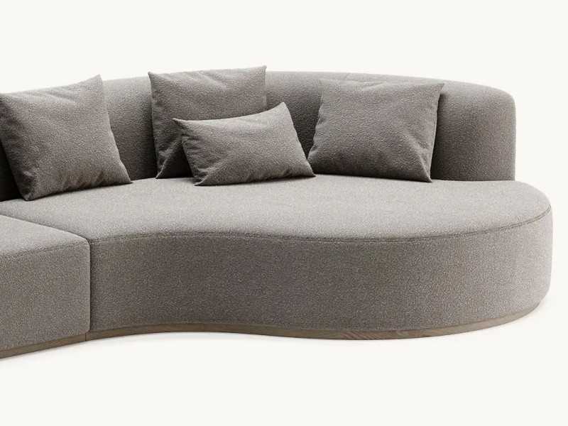 Sofá de diseño con chaise longue y base en madera - MAURA