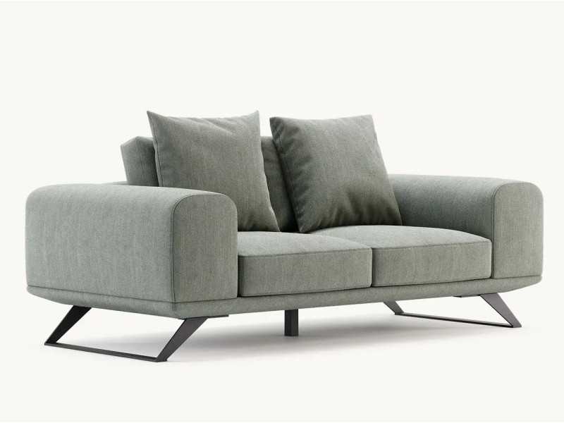 Modern design sofa with lacquered stainless steel base - SEVERINA