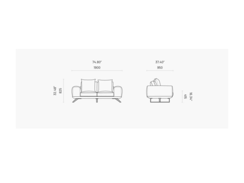 Modern design sofa with lacquered stainless steel base - SEVERINA