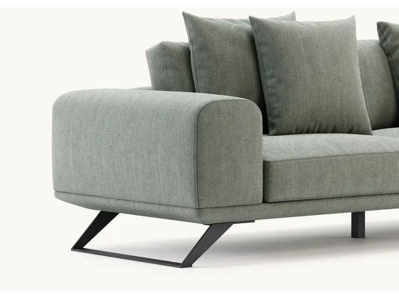 Modern design sofa with lacquered stainless steel base - SEVERINA