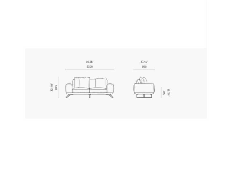 Modern design sofa with lacquered stainless steel base - SEVERINA