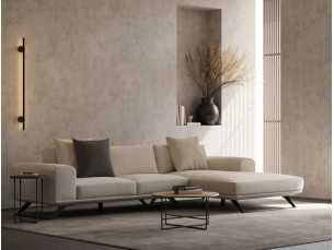 Designer sofa with chaise longue and stainless steel base - SEVERINA 2