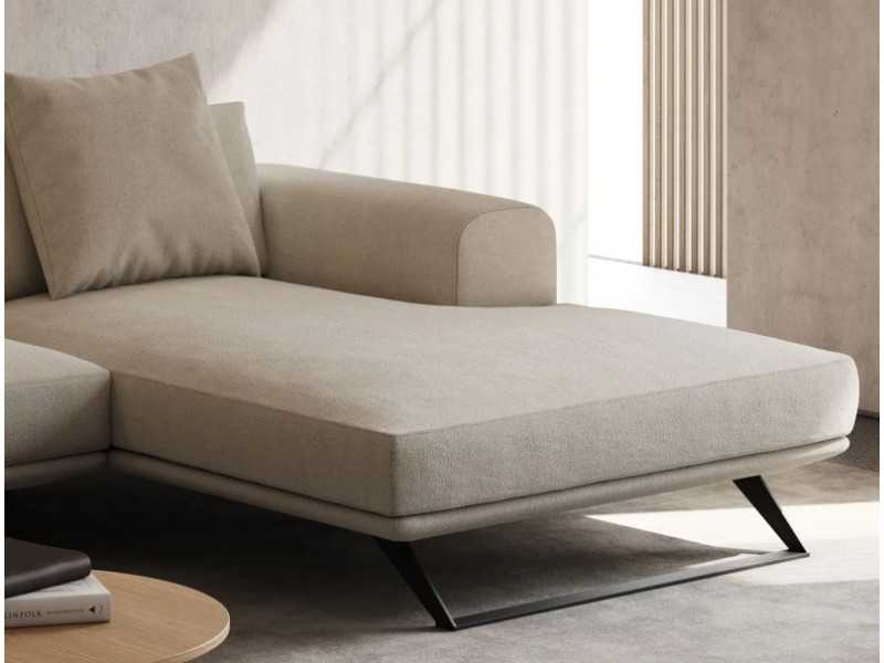 Sofá de diseño con chaise longue y base en acero inoxidable - SEVERINA