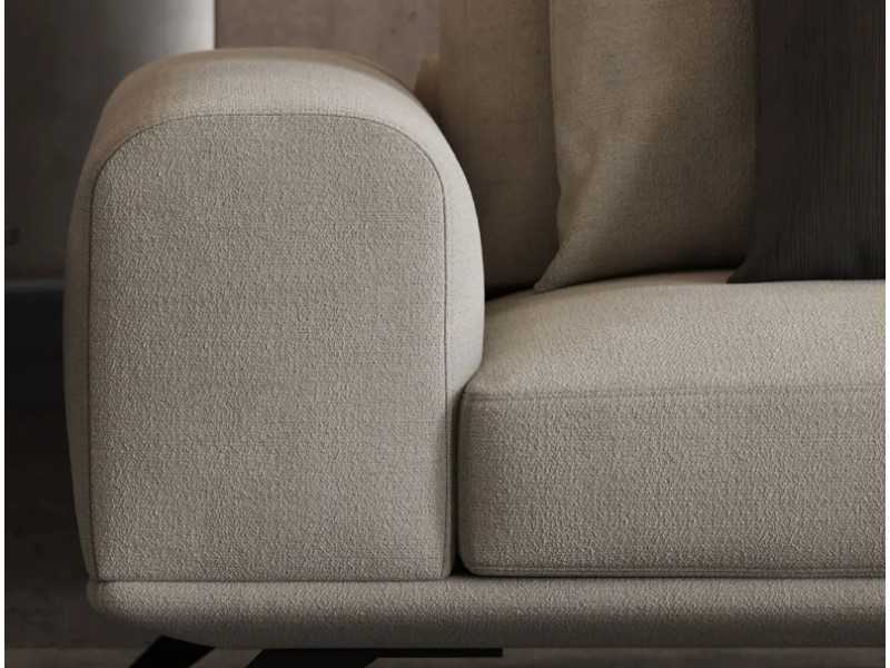 Sofá de diseño con chaise longue y base en acero inoxidable - SEVERINA