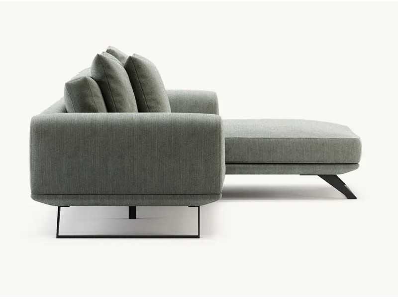 Canapé design avec méridienne et piètement en acier inoxydable - SEVERINA