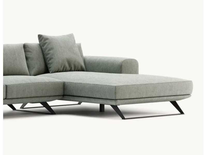 Sofá de diseño con chaise longue y base en acero inoxidable - SEVERINA
