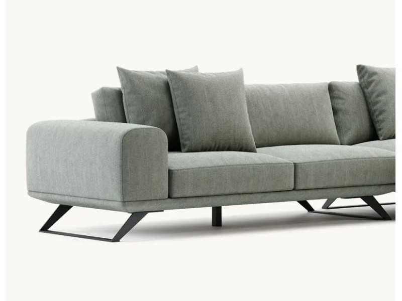 Canapé design avec méridienne et piètement en acier inoxydable - SEVERINA