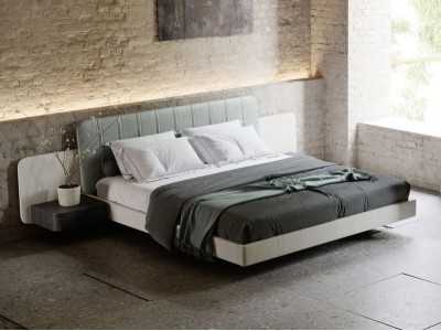 Cama completa tapizada con 2 mesitas - OTTAVIA