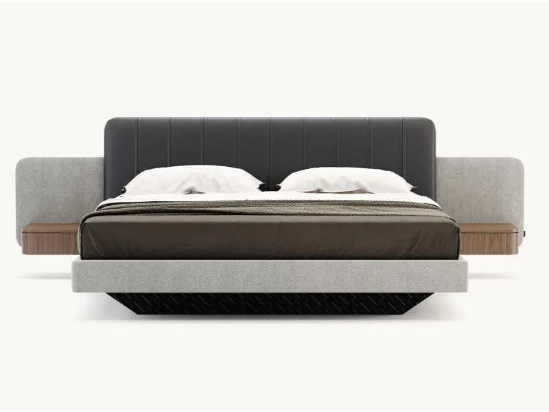 Complete upholstered bed with two bedside tables - OTTAVIA