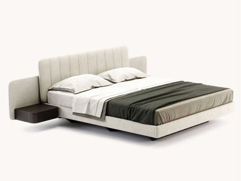 Complete upholstered bed with two bedside tables - OTTAVIA
