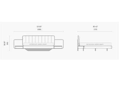 Cama completa tapizada con 2 mesitas - OTTAVIA