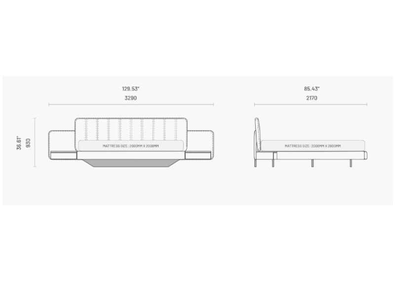 Complete upholstered bed with two bedside tables - OTTAVIA