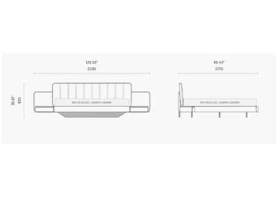 Cama completa tapizada con 2 mesitas - OTTAVIA