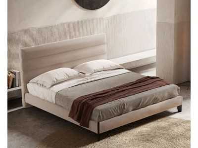 Lit complet tapissé design avec pieds en bois - GEORGINNA