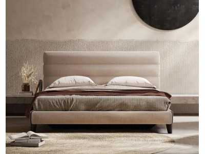 Lit complet tapissé design avec pieds en bois - GEORGINNA