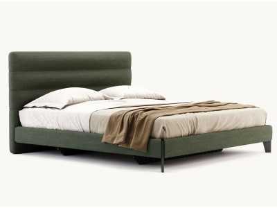 Lit complet tapissé design avec pieds en bois - GEORGINNA