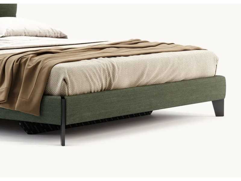 Lit complet tapissé design avec pieds en bois - GEORGINNA