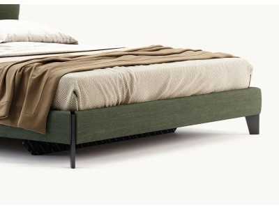 Lit complet tapissé design avec pieds en bois - GEORGINNA