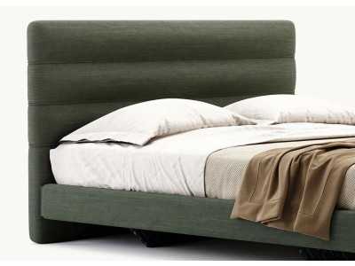 Lit complet tapissé design avec pieds en bois - GEORGINNA