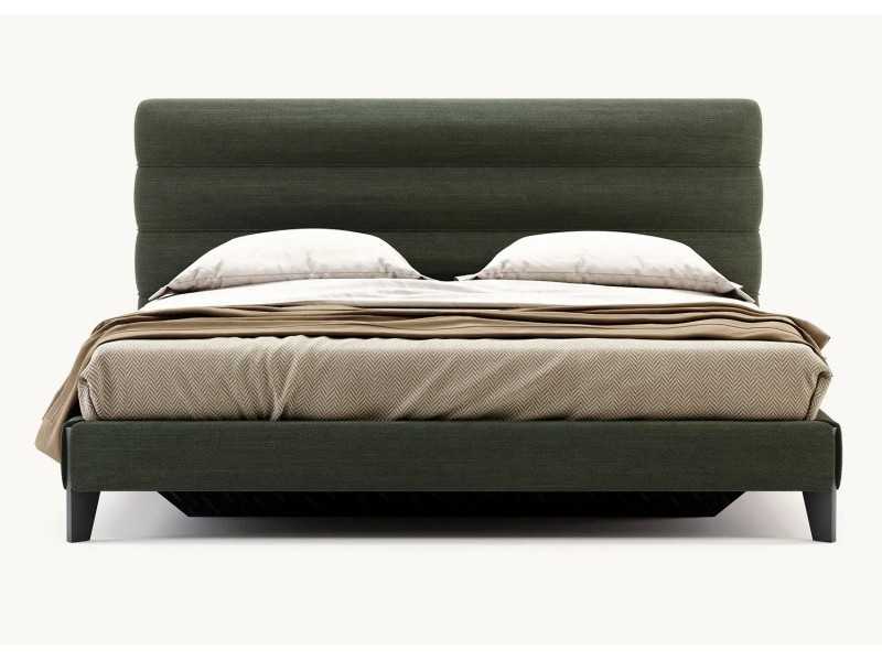 Lit complet tapissé design avec pieds en bois - GEORGINNA