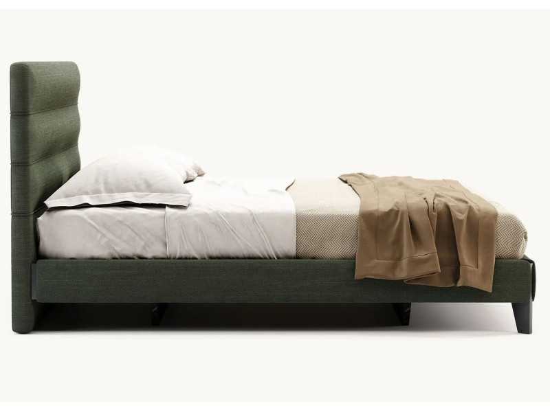 Lit complet tapissé design avec pieds en bois - GEORGINNA