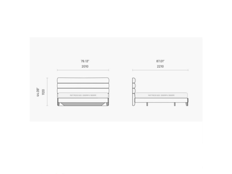 Lit complet tapissé design avec pieds en bois - GEORGINNA