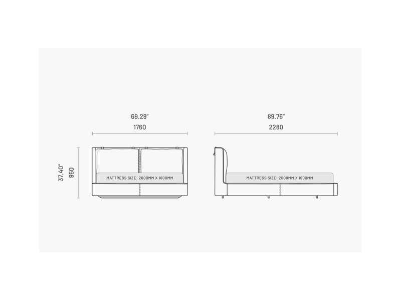 Complete upholstered designer bed - OLIVIA