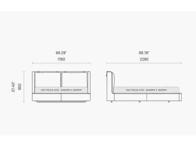 Complete upholstered designer bed - OLIVIA