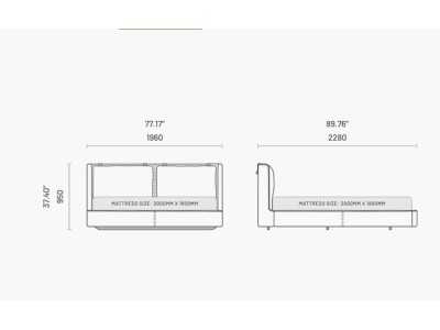 Complete upholstered designer bed - OLIVIA