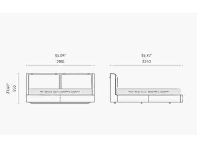 Complete upholstered designer bed - OLIVIA