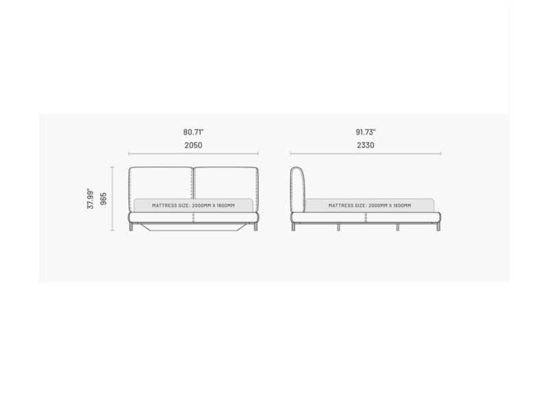 Complete upholstered designer bed - DORIANNE