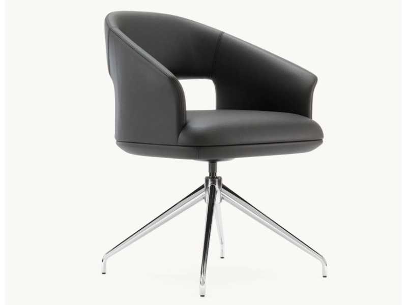 Designer swivel chair with stainless steel base - JALIEN