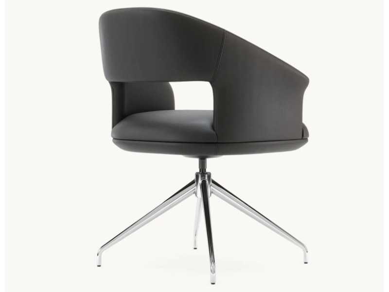 Designer swivel chair with stainless steel base - JALIEN