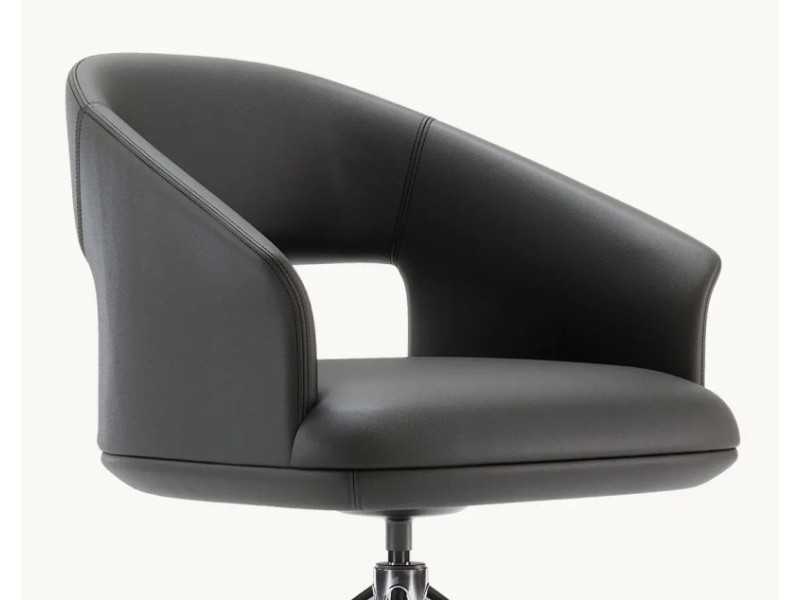 Designer swivel chair with stainless steel base - JALIEN