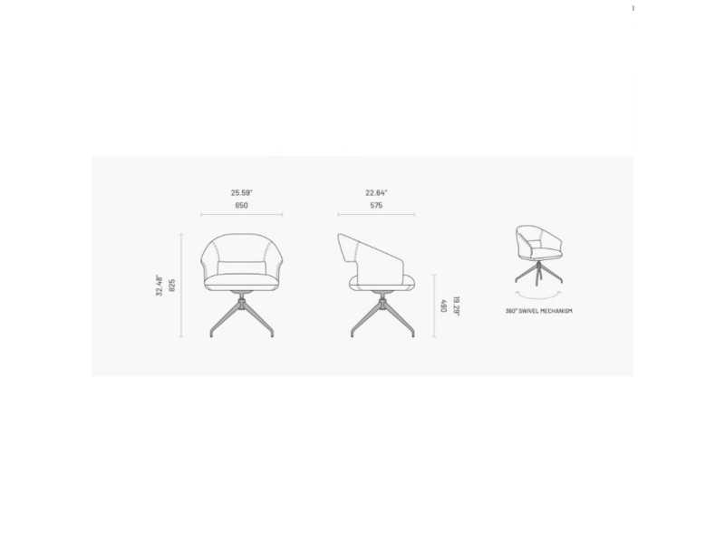 Designer swivel chair with stainless steel base - JALIEN